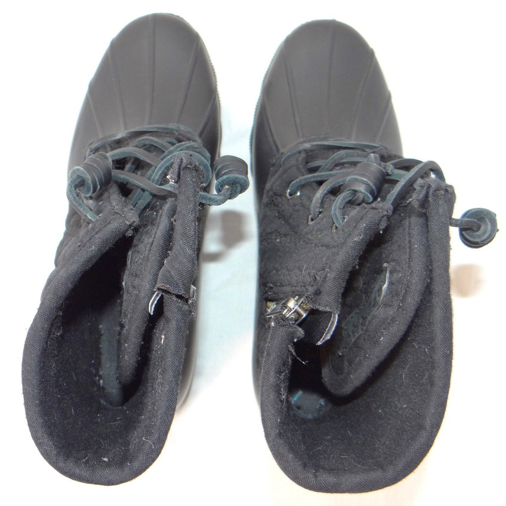 Sperry Saltwater Quilted Cable Knit Duck Boots Black Womens 8.5 M STS97183