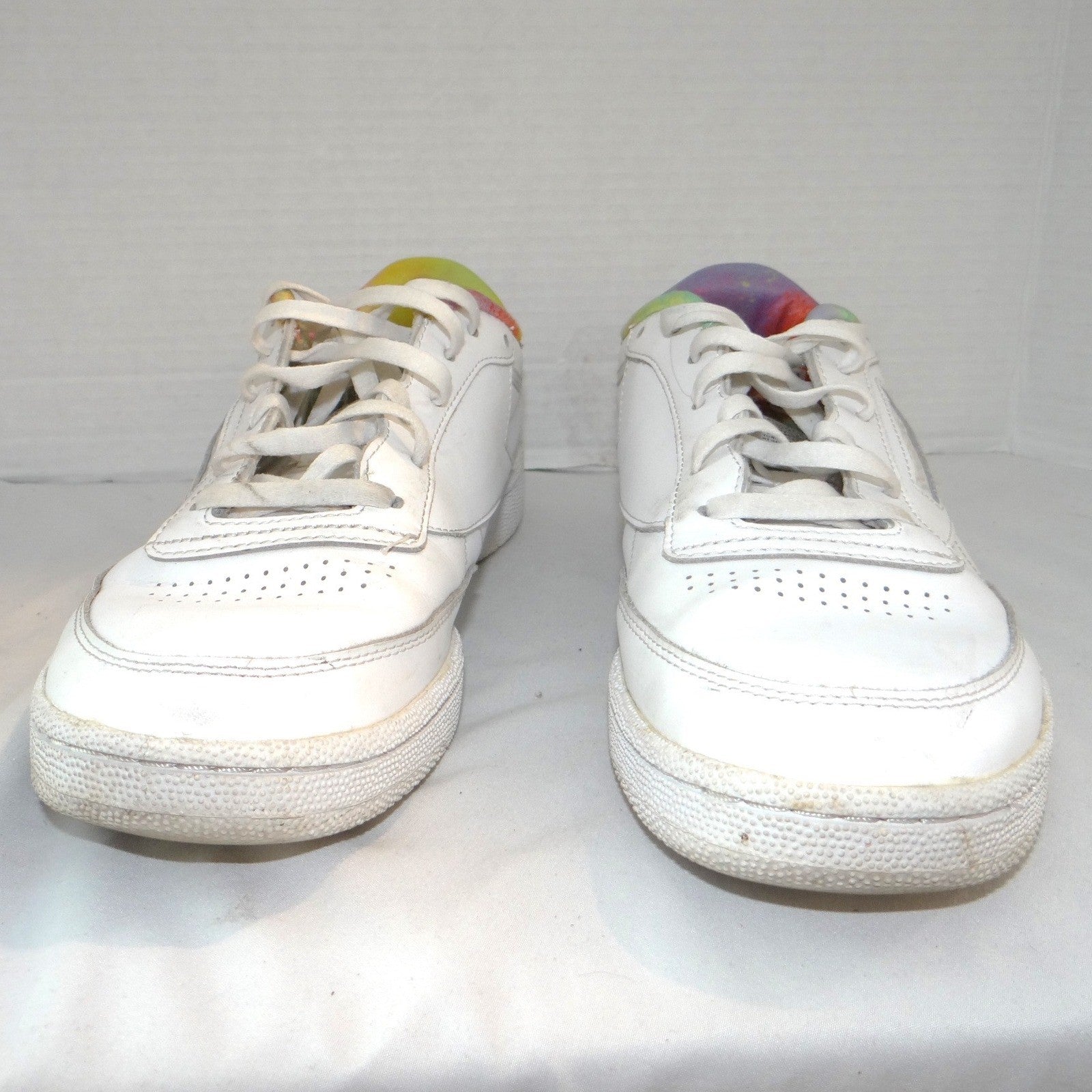 Reebok Club C 85 Pride Mens White Leather Multi Color Tie Dye Sneakers