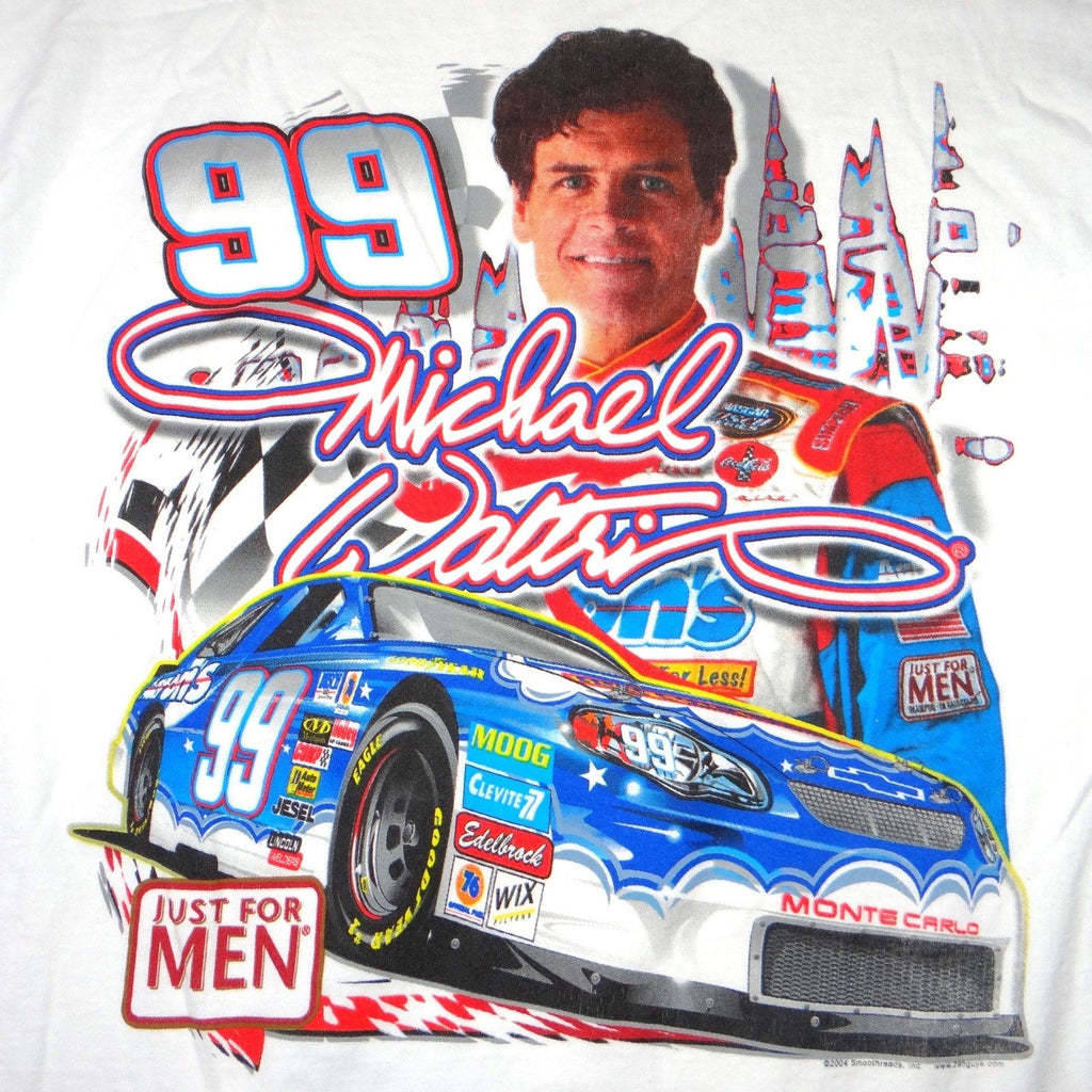 Autographed Vintage Michael Waltrip NASCAR 99 Just For Men T-Shirt White Large