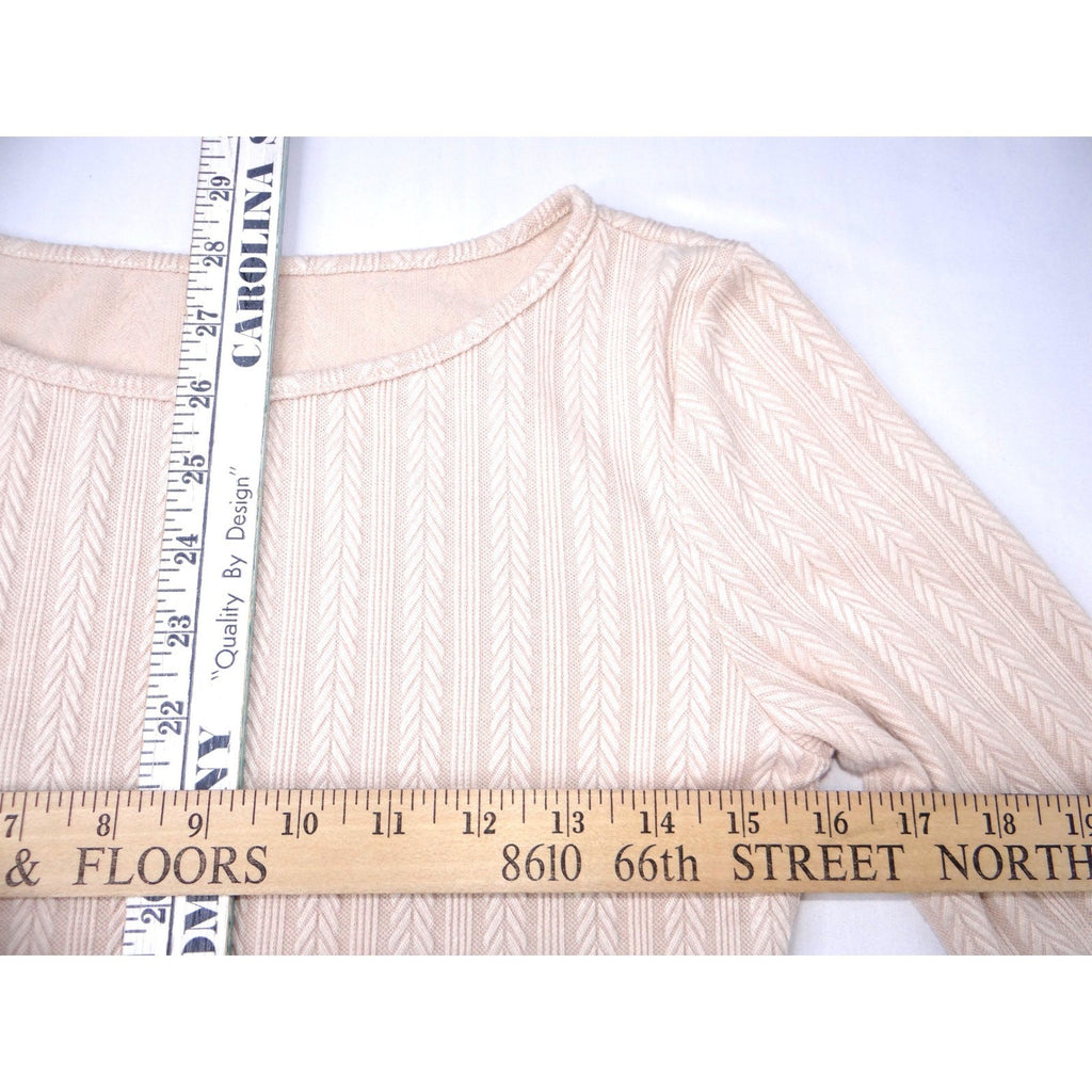 Womens Long Sleeve Textured Knit Mini Dress Cream S