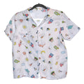 UNIQUE Clovie Cartoon Print Short Sleeve Muslin Shirt