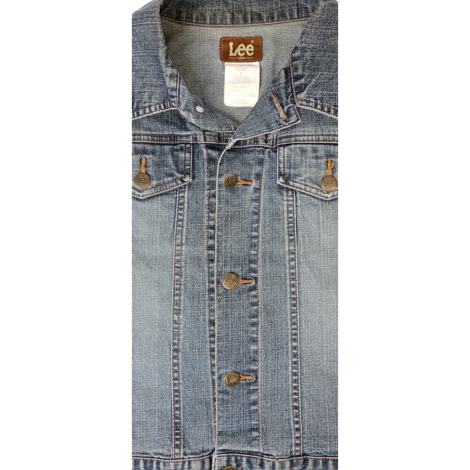 Lee Women's Denim Vest Distressed Raw Hem Blue Size L