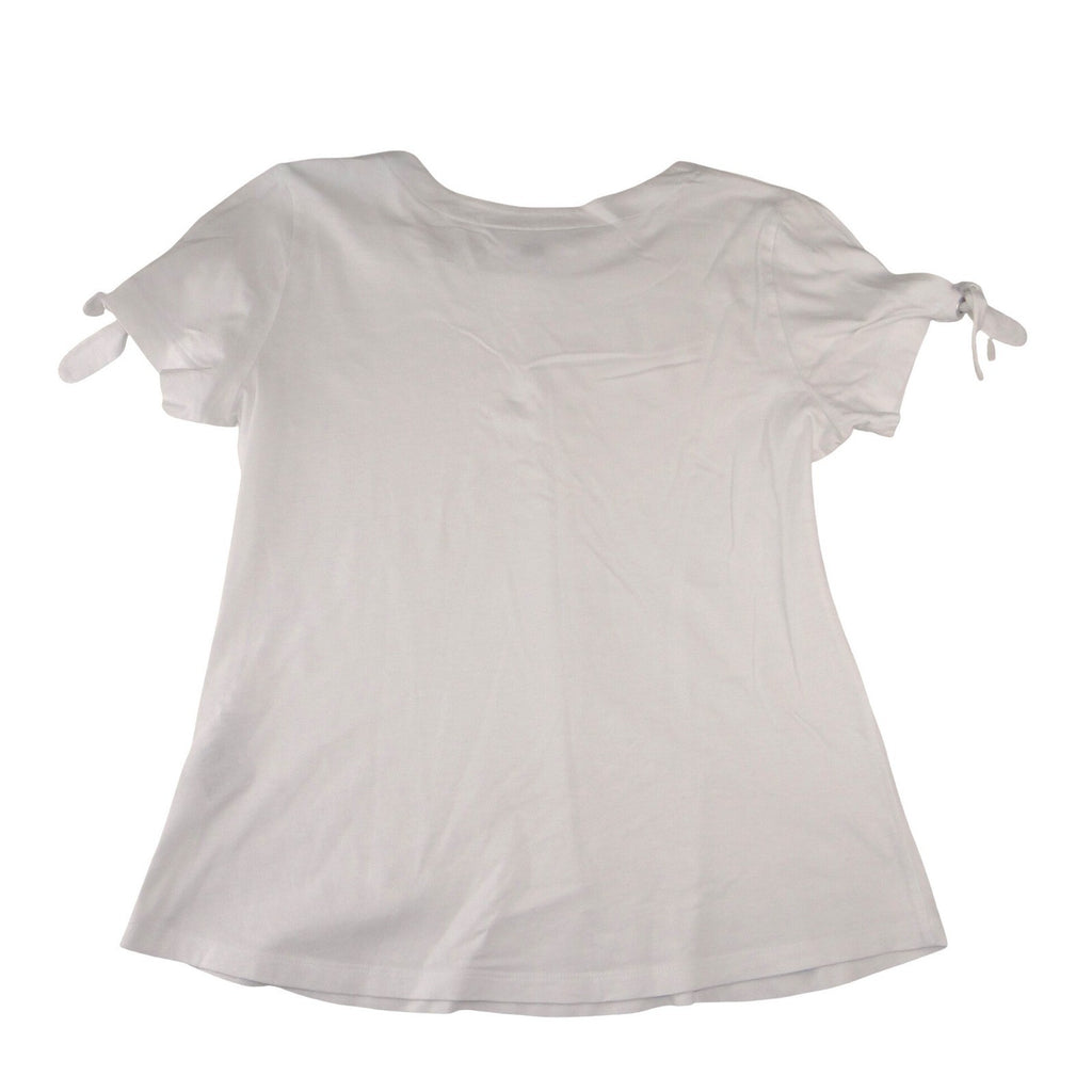 Karen Scott Womens White Short Sleeve Scoop Neck Tie Grommet Sleeve Top Size M