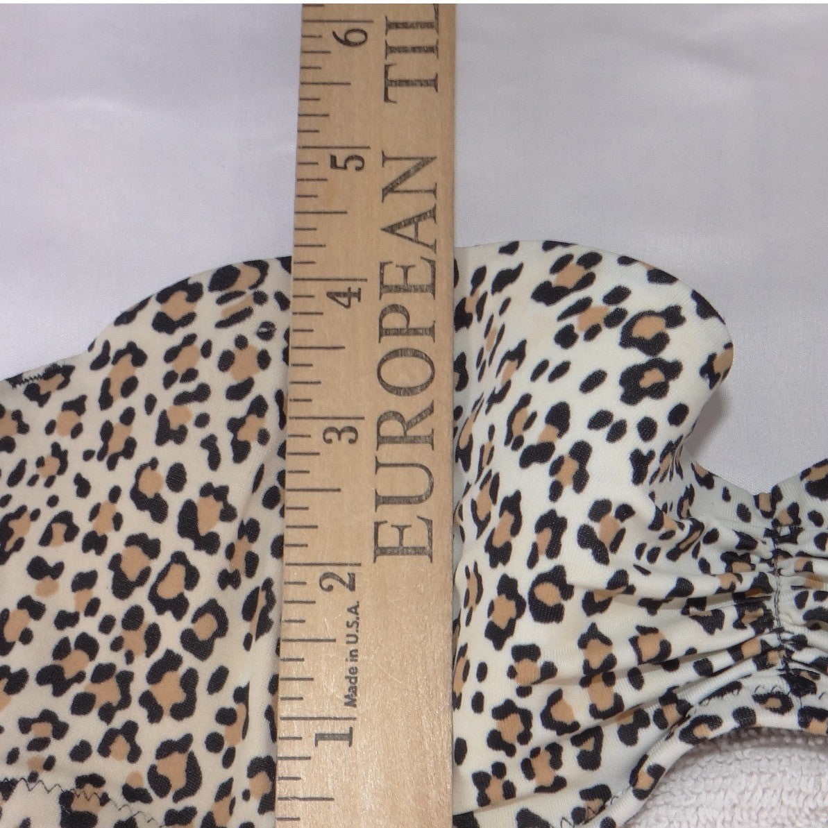 Leopard Print Bandeau Bikini Top Tan Black Strapless Padded Swim Top