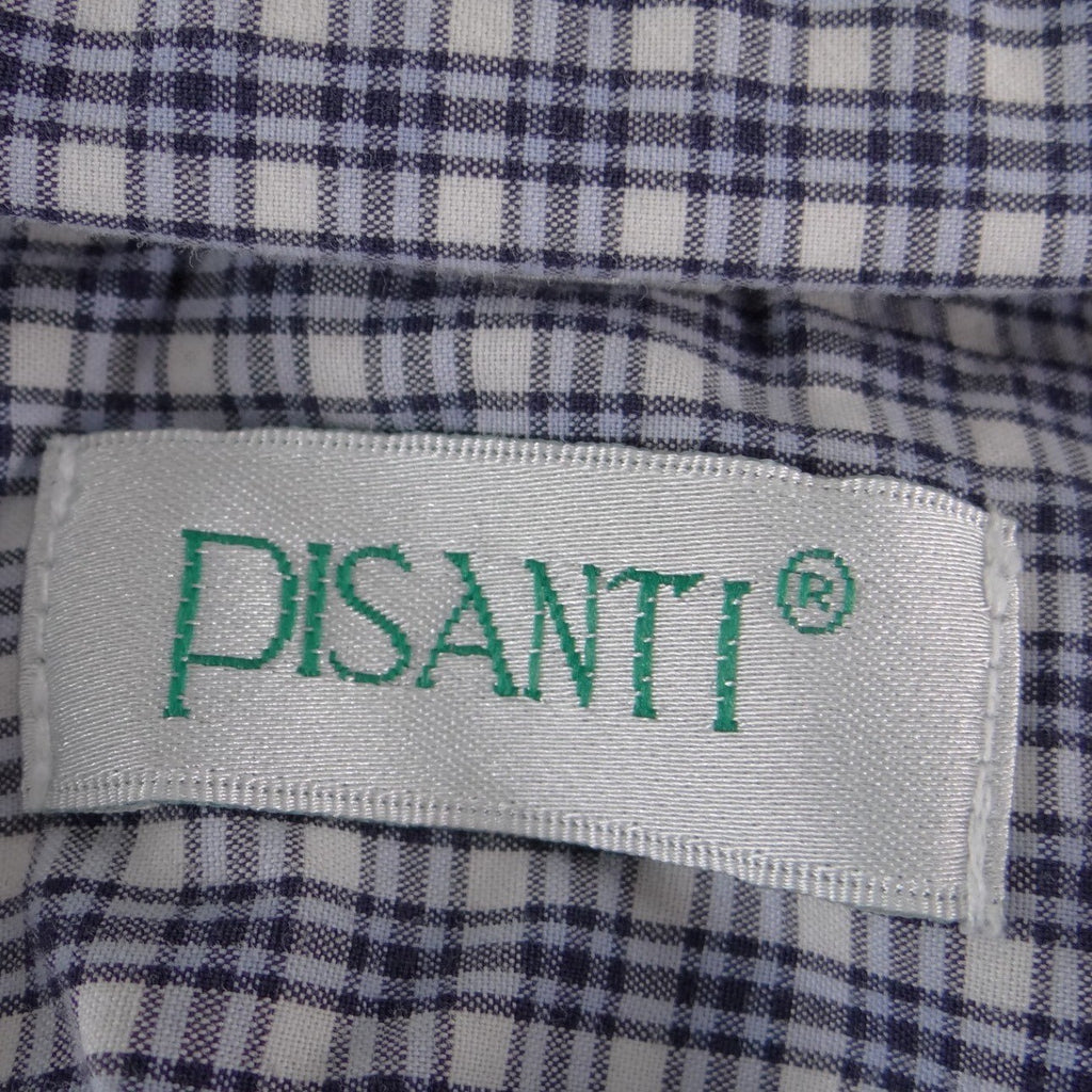 Pisanti Mens Short Sleeve Plaid Button Down Shirt Blue White Easy Fit Large