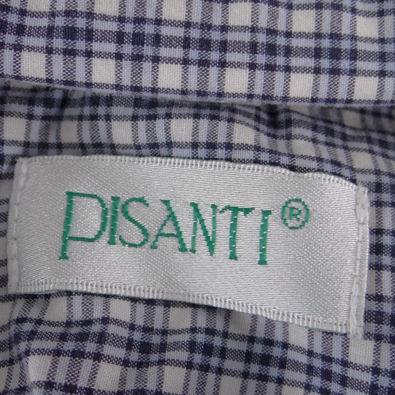 Pisanti Mens Short Sleeve Plaid Button Down Shirt Blue White Easy Fit Large
