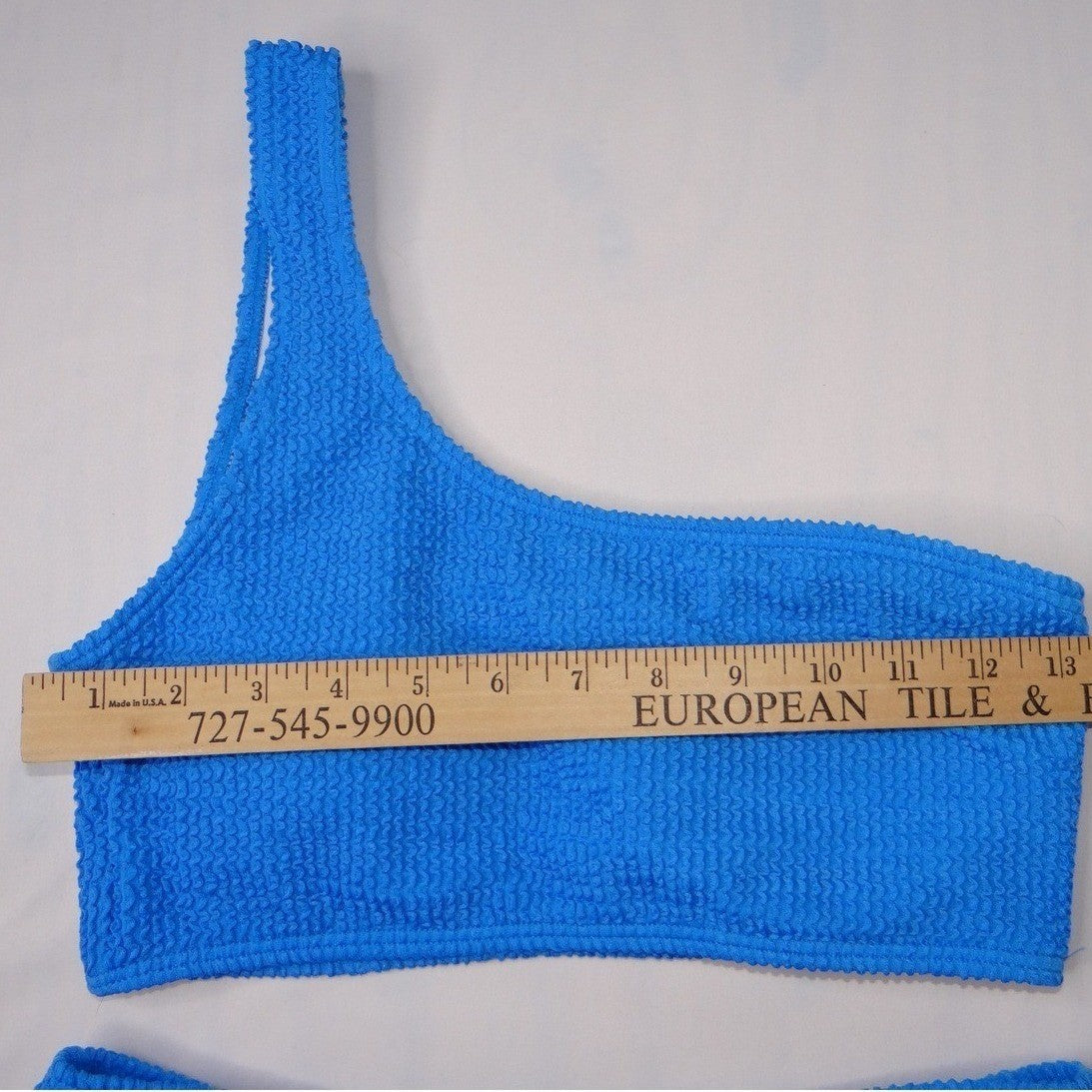Blue Textured One Shoulder Bikini Swimsuit Set Women's Size Medium