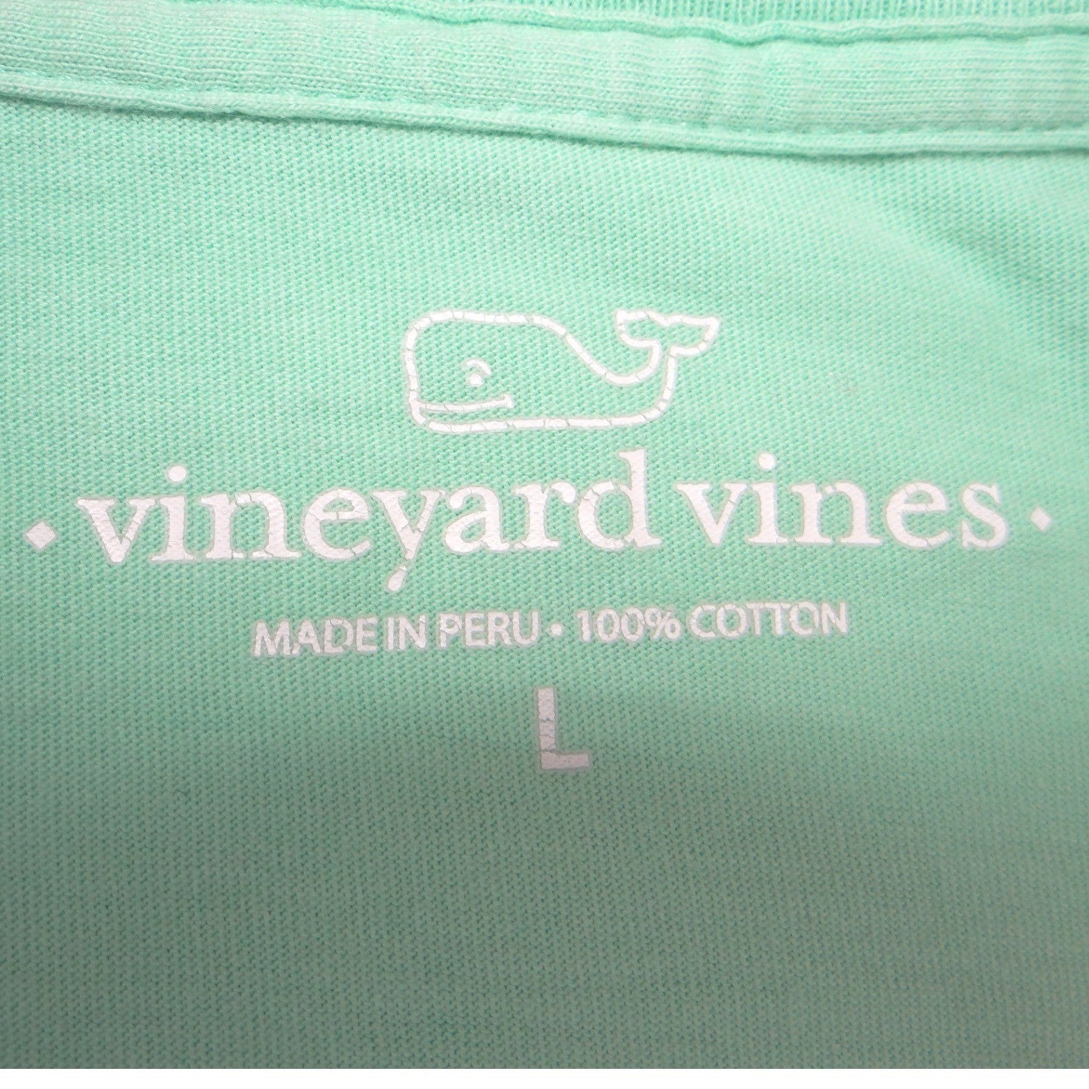 Vineyard Vines Mens L Soccer Whale Long Sleeve Pocket T-Shirt Mint Green