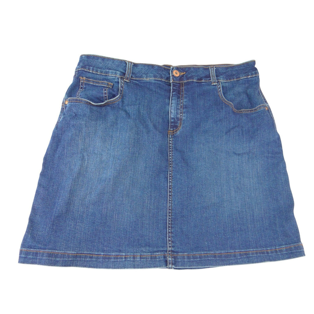 Faded Glory Womens Denim Mini Skirt Medium Wash Blue Size 14 Stretch Casual