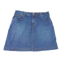 Faded Glory Womens Denim Mini Skirt Medium Wash Blue Size 14 Stretch Casual