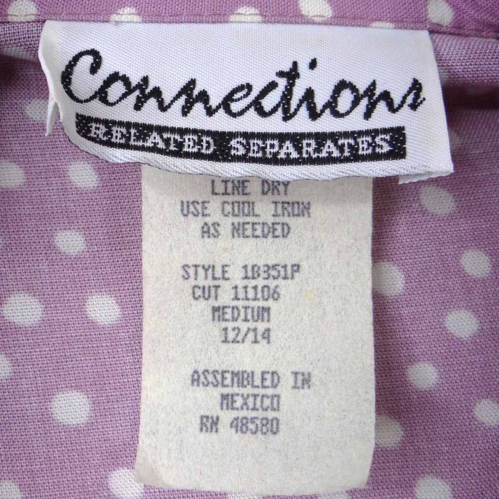 Vintage Connections Mauve Polka Dot Skirt Suit Set Blazer Skirt Belt Large 16/18