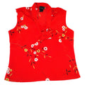 L.J. Freud Red Floral Daisy Tie Neck Sleeveless Blouse Top Small