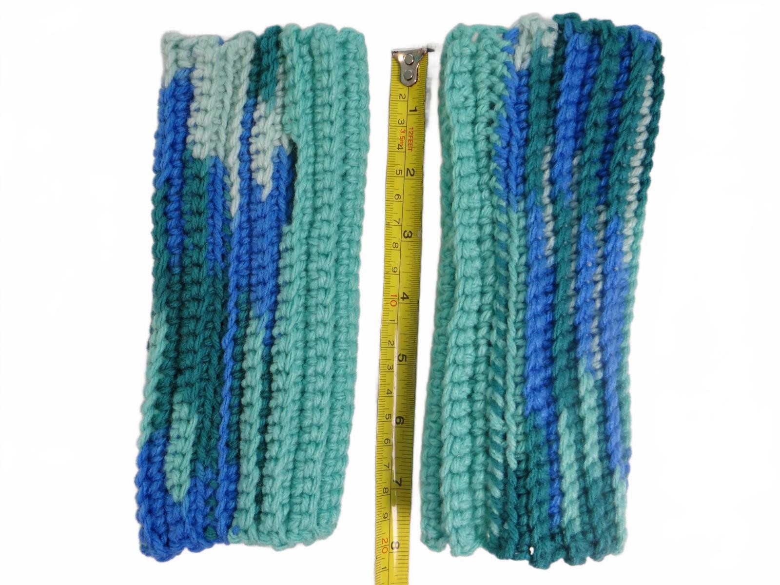 Handmade Crochet Handwarmers in Blue and Green Lot 4