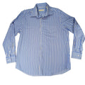 Michael Michael Kors Mens Blue Stripe Button Down Dress Shirt Size 17 34/35