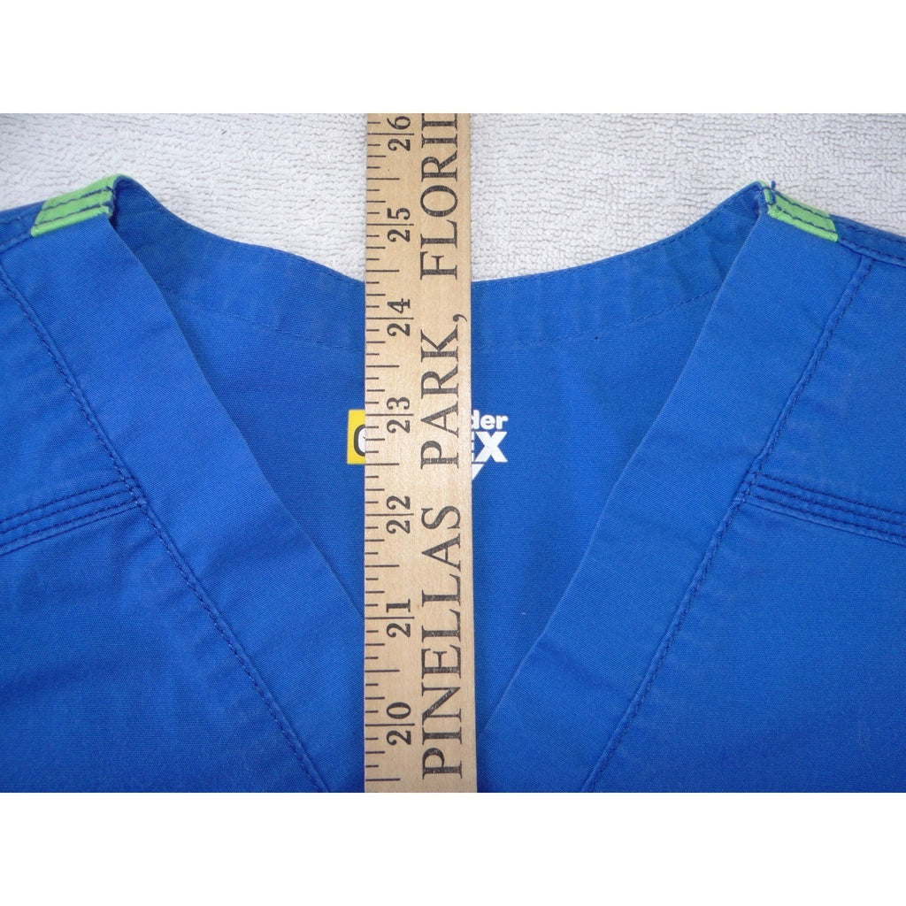 WonderWink WonderFlex Womens Blue V-Neck Scrub Top Short Sleeve Medium 0168