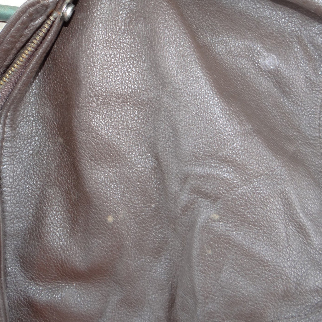The Flight Club Mens Brown Leather Bomber Flight Jacket Map Lining Small