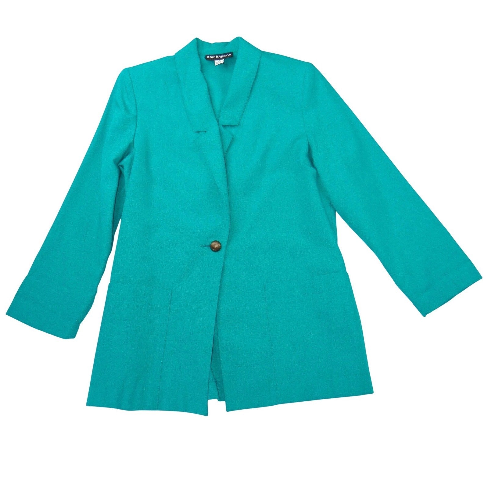 Sag Harbor Vintage Teal Green Blazer and Pleated Shorts Set Womens Large 90s