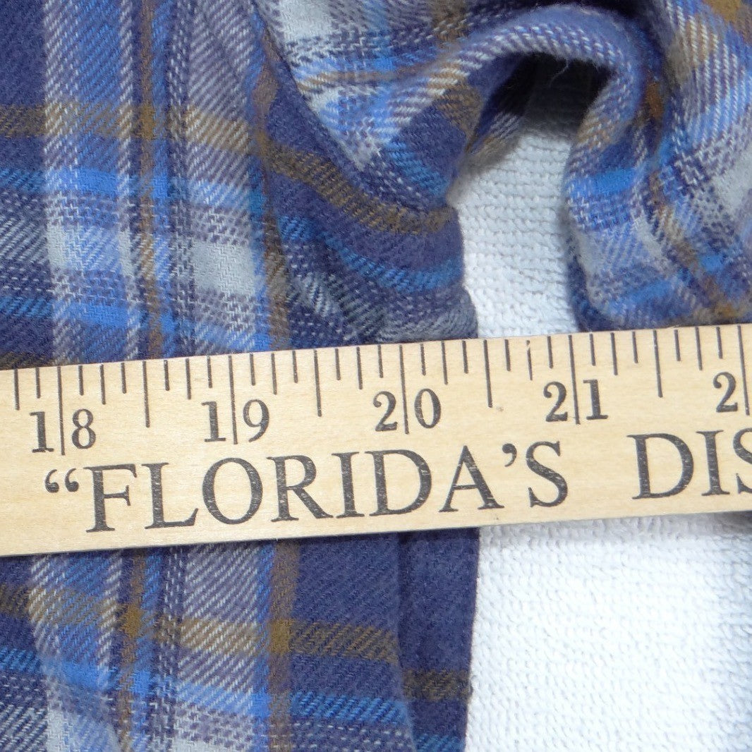 Eddie Bauer Mens Large Blue Plaid Flannel Button Up Shirt Long Sleeve Gorpcore