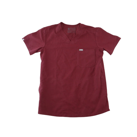 FIGS Technical Collection Women Maroon Burgundy V-Neck Scrub Top XS