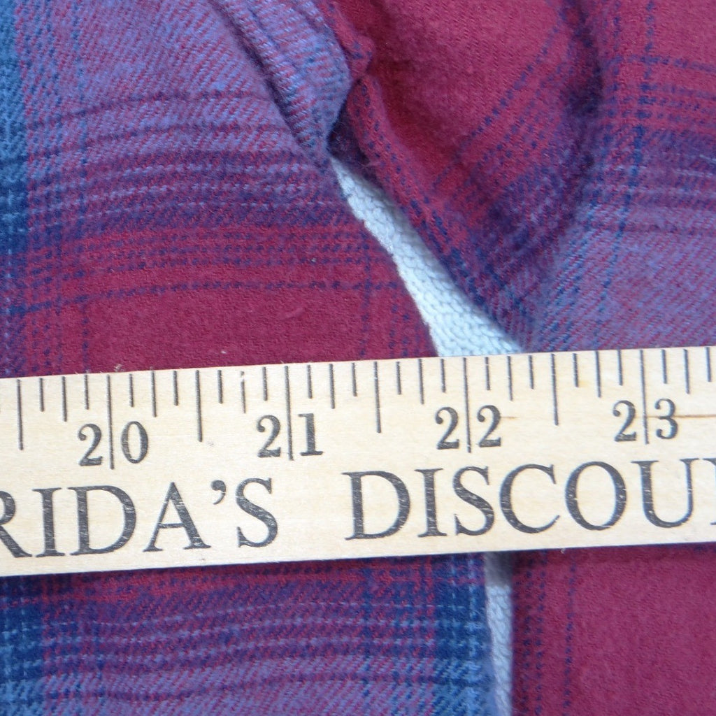 Eddie Bauer Mens Large Red Blue Plaid Flannel Button Down Long Sleeve Shirt L