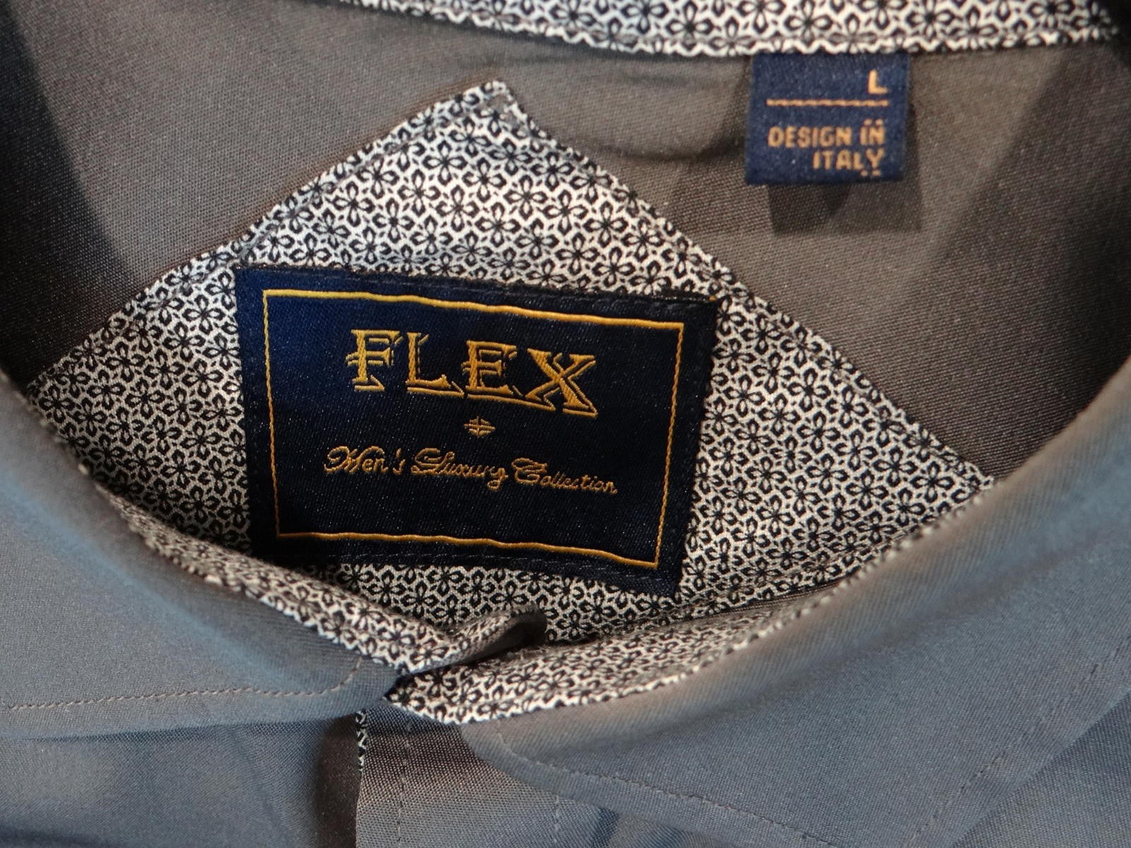 Flex Men's Luxury Collection Dress Shirt - Gray, Size Large