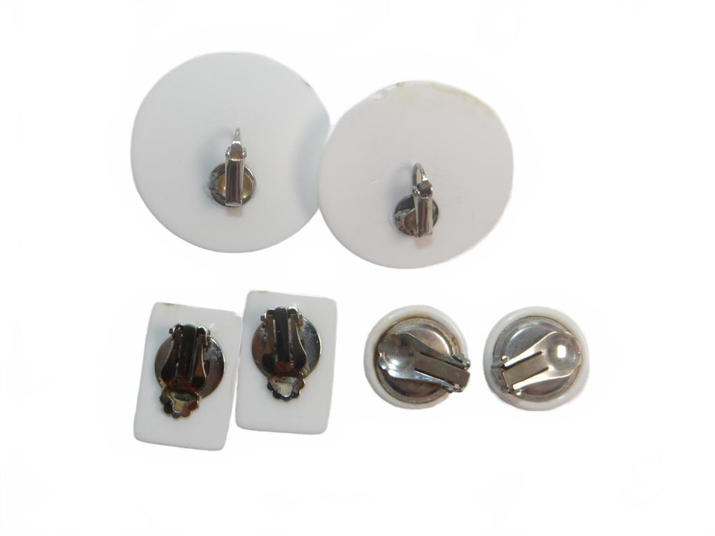Set of Vintage White Clip-On Earrings lot 5