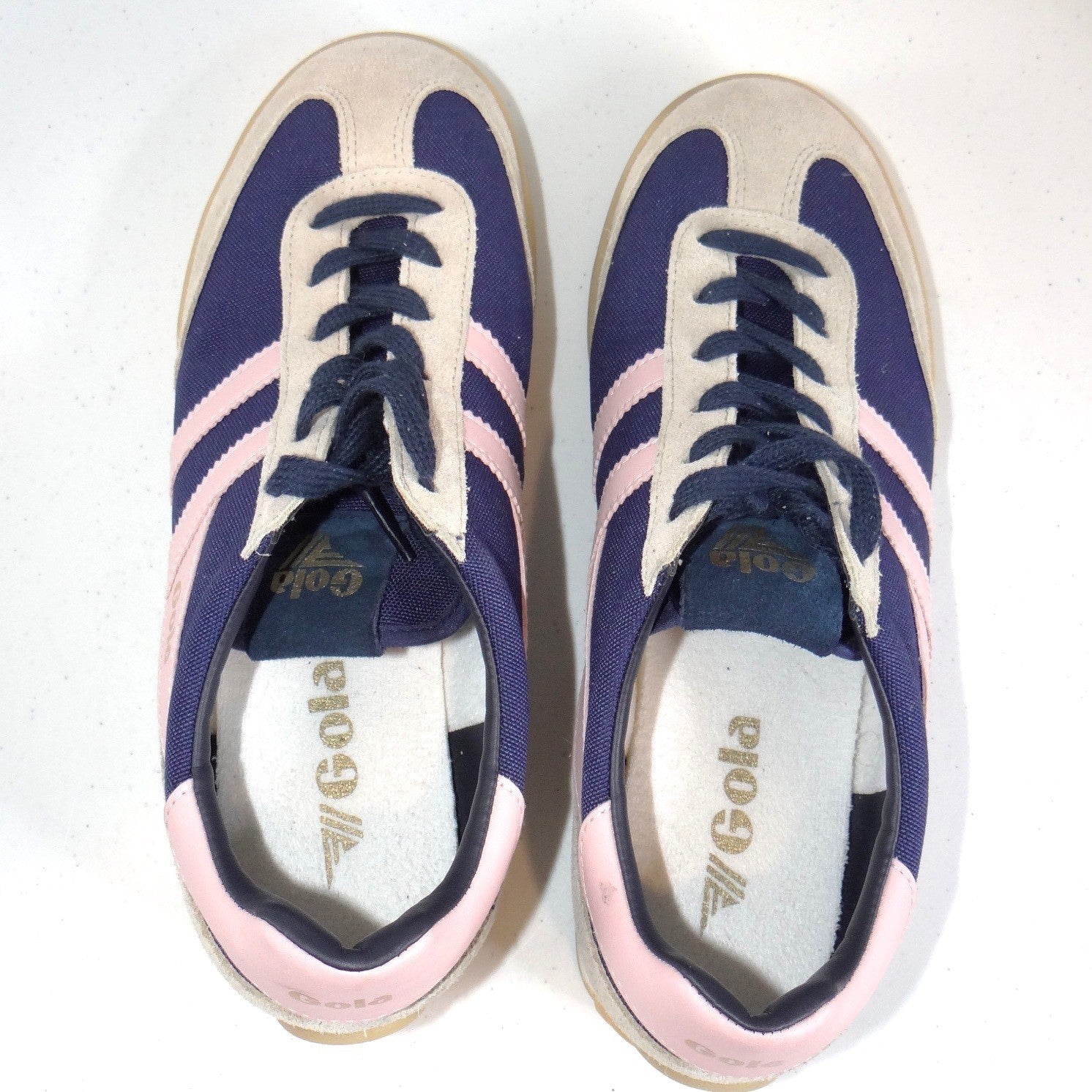 Gola Pacer Navy Pink Grey Low Top Sneakers Womens Size 9.5 Gum Sole
