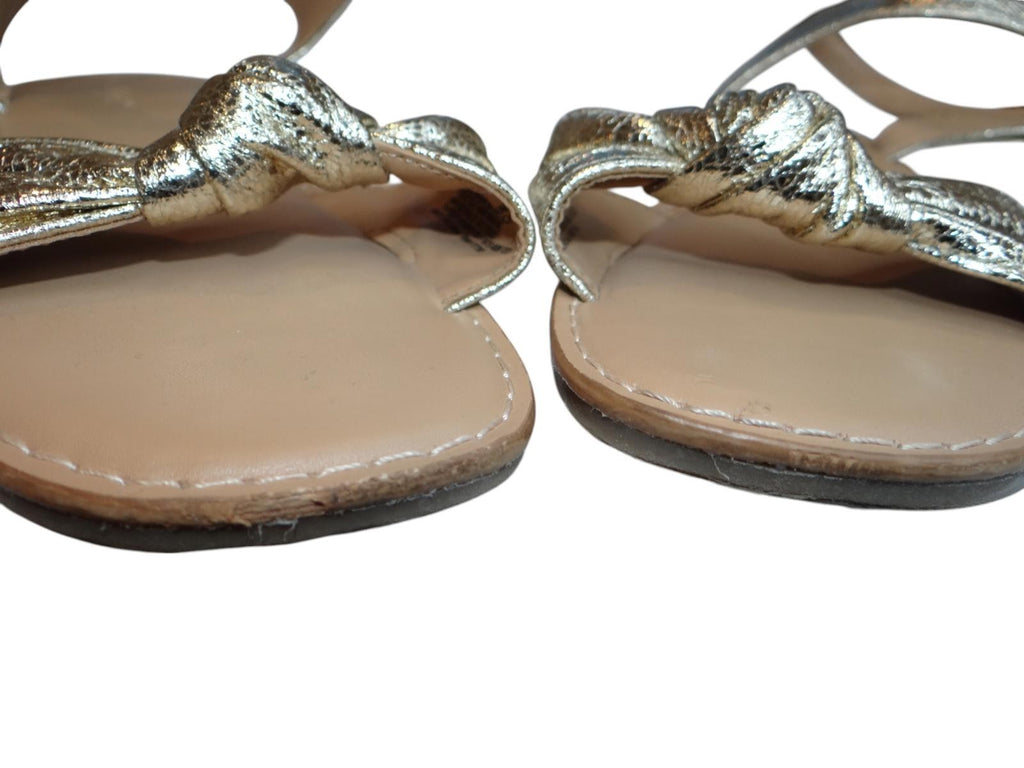Chic Gold Metallic Bow Sandals