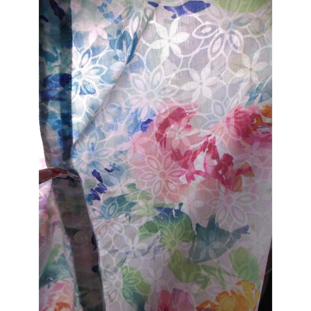 Alfred Dunner Petite Floral Print Short Sleeve Button Up Shirt Women's PS