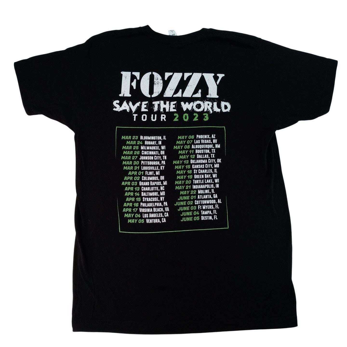 Fozzy Save the World Tour 2023 Black T Shirt Mens Size Large