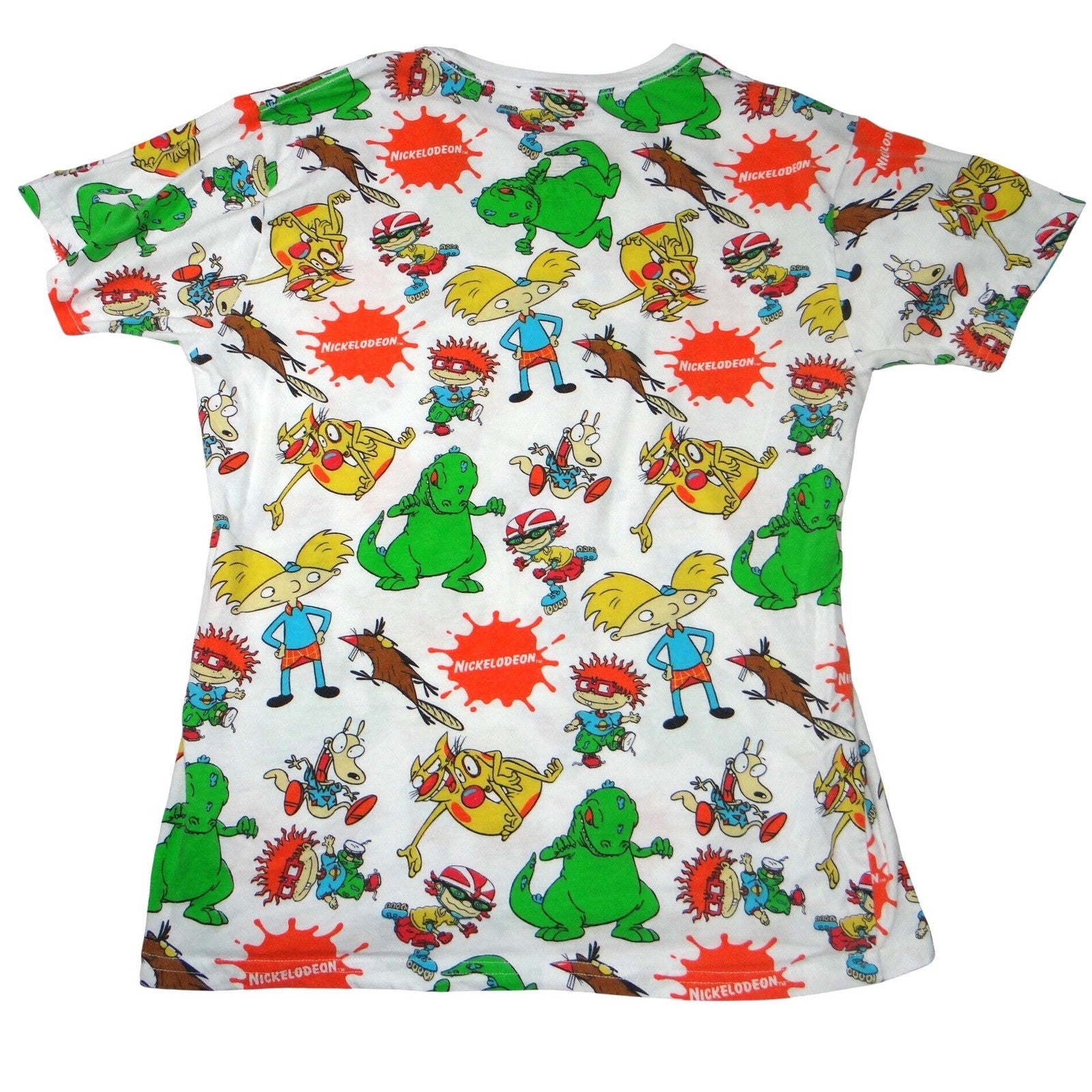 Nickelodeon 90s Cartoons All Over Print Shirt Mens Medium White Rugrats Reptar