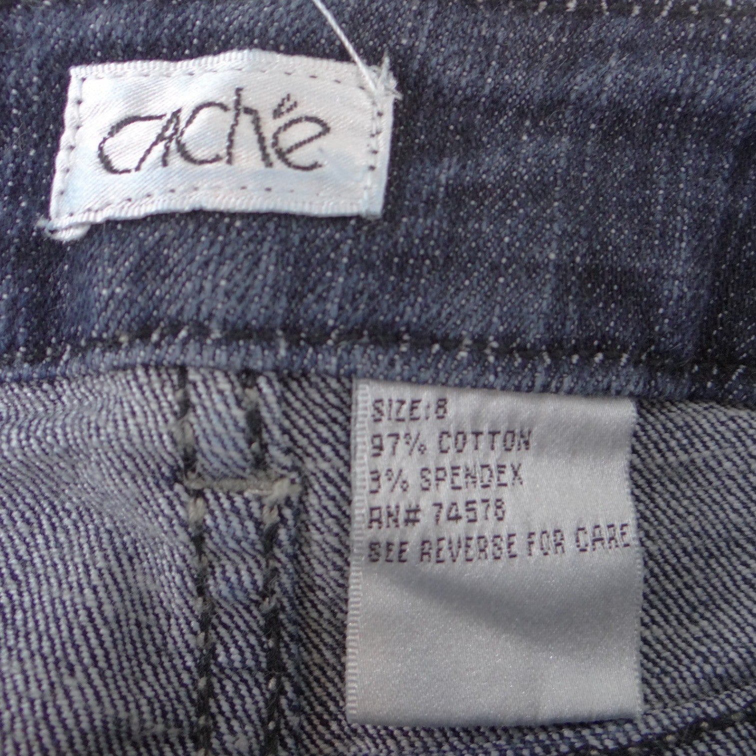 Cache Womens Dark Wash Wide Leg Jeans Blue Gold Braided Pocket Size 8