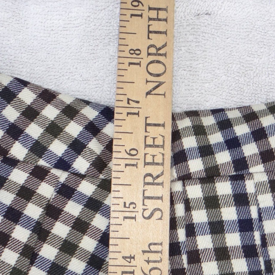 Mango MNG Gingham Pleated Mini Skirt Navy Green Check Size M