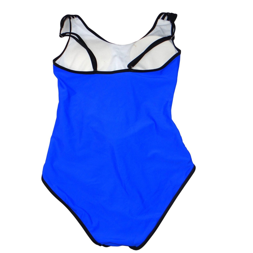 Blue Cage Cutout One Piece Swimsuit Strappy Monokini Black Trim Large