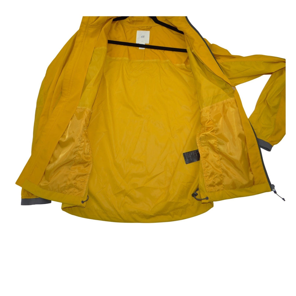 HM Mens Yellow Hooded Windbreaker Lightweight Zip Up Jacket Size M 2013