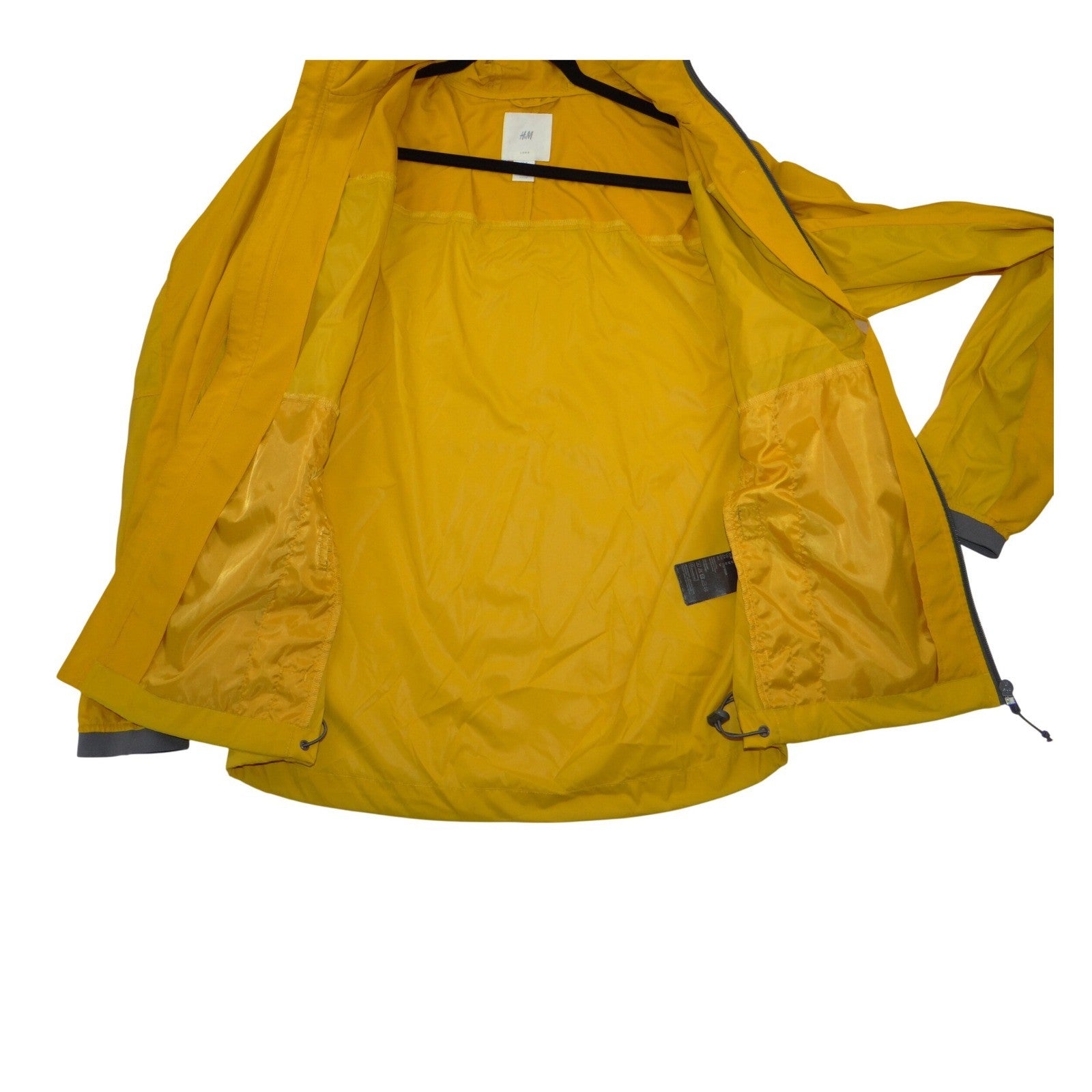 HM Mens Yellow Hooded Windbreaker Lightweight Zip Up Jacket Size M 2013