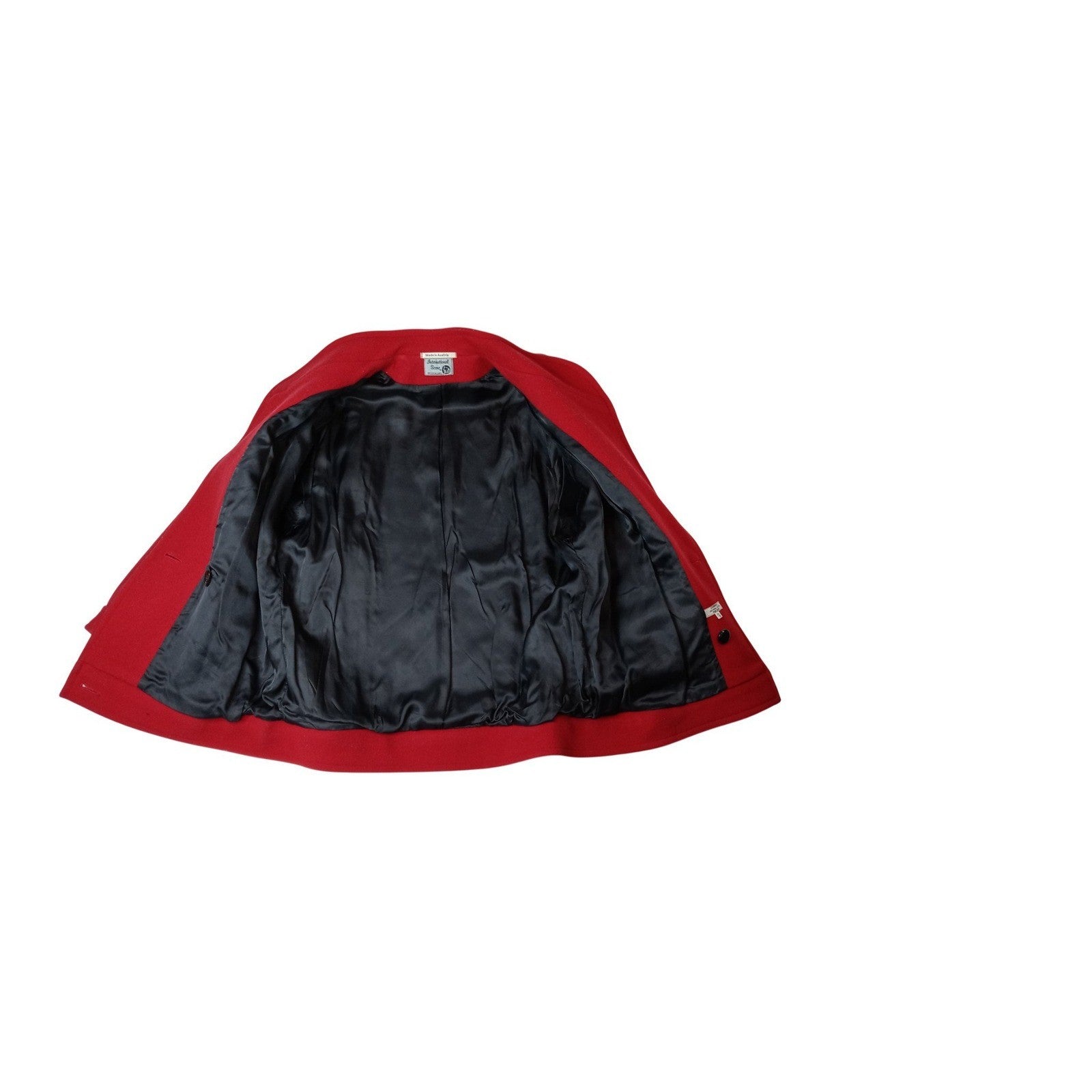 International Scene Red Wool Blend Jacket Button Front Pockets Made in Austria