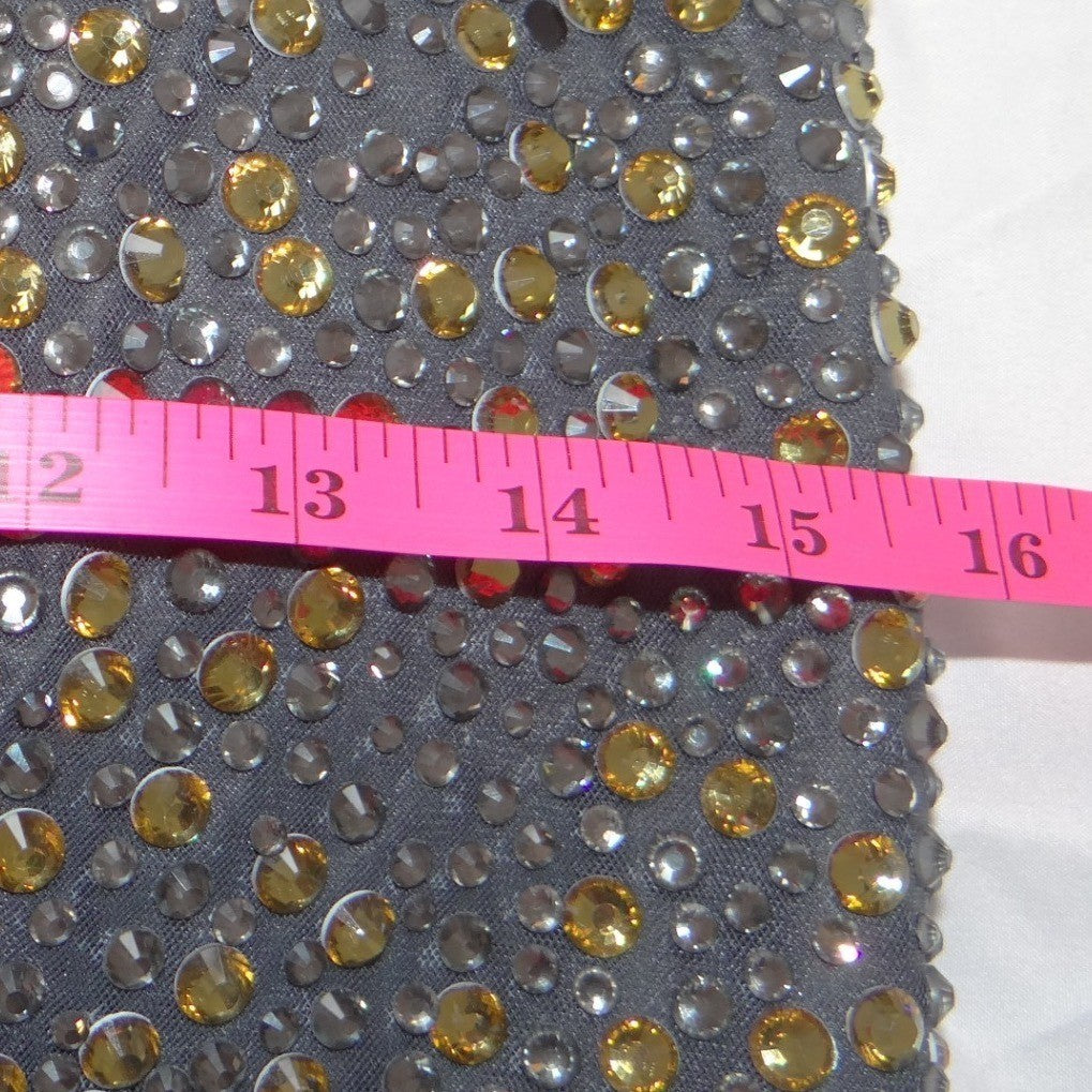 La Femme Charcoal Grey Tulle Beaded Strapless Prom Formal Gown Dress Size 12
