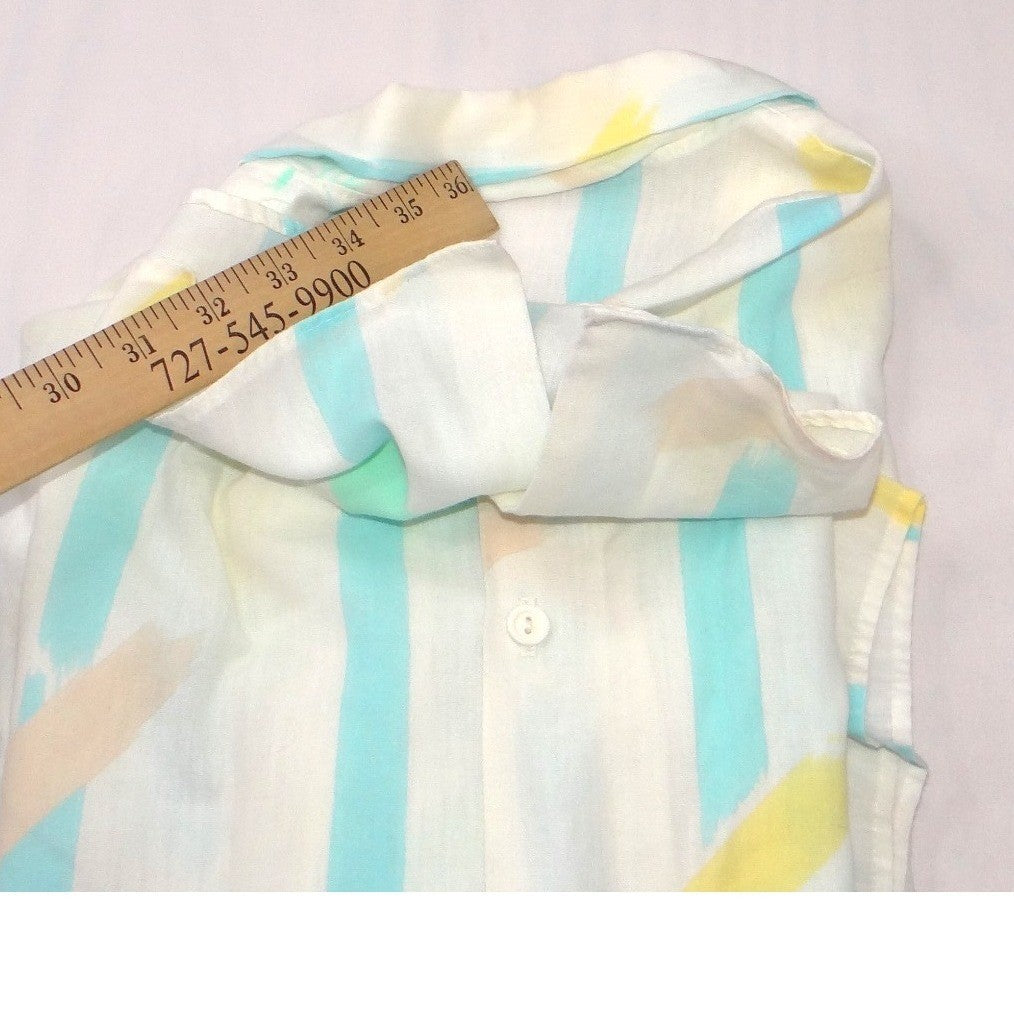 Leslie Ann Fashions Vintage Pastel Abstract Stripe Button Up Shirt Medium USA