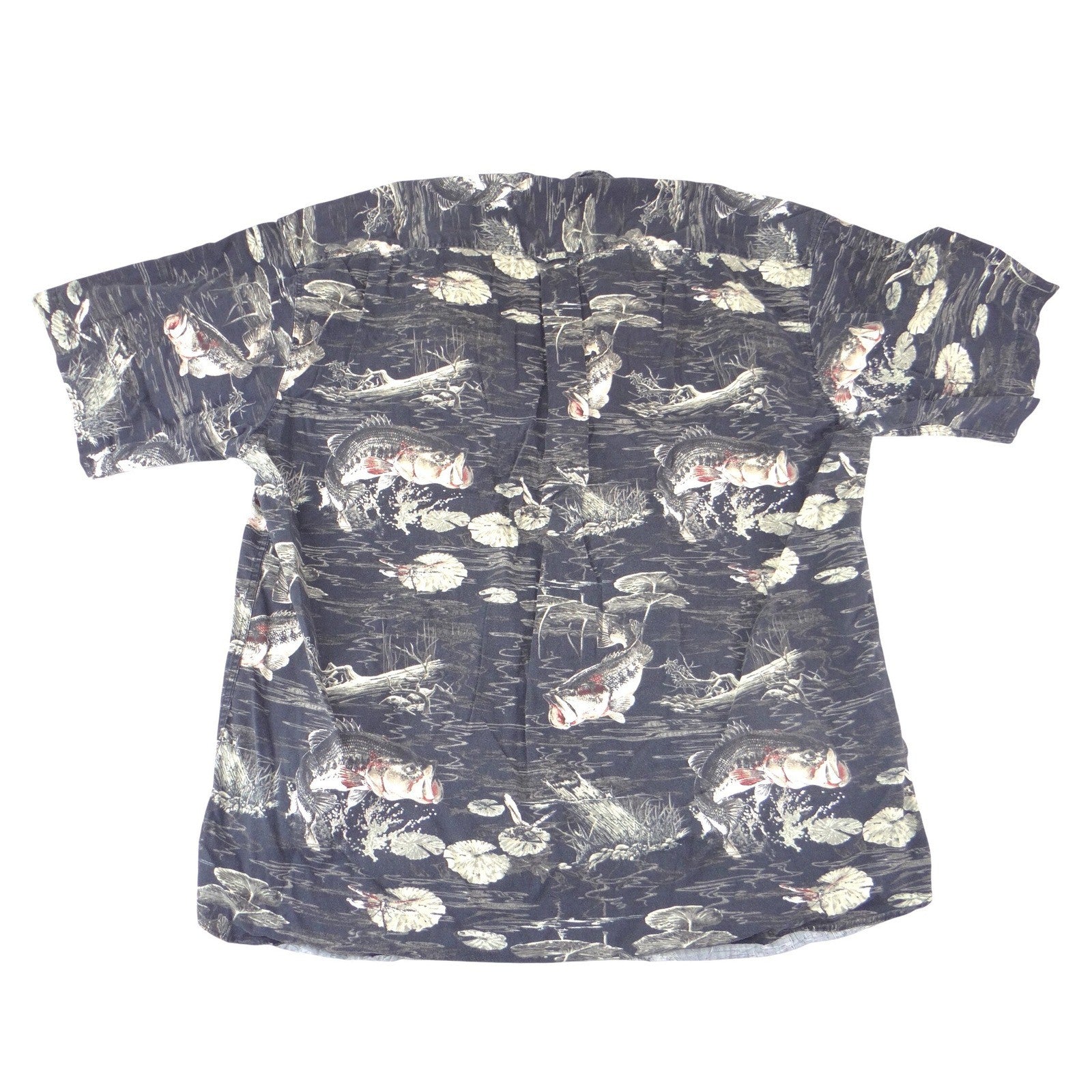 North River Outfitters Mens Bass Fishing Print Button Down Shirt Blue Size M