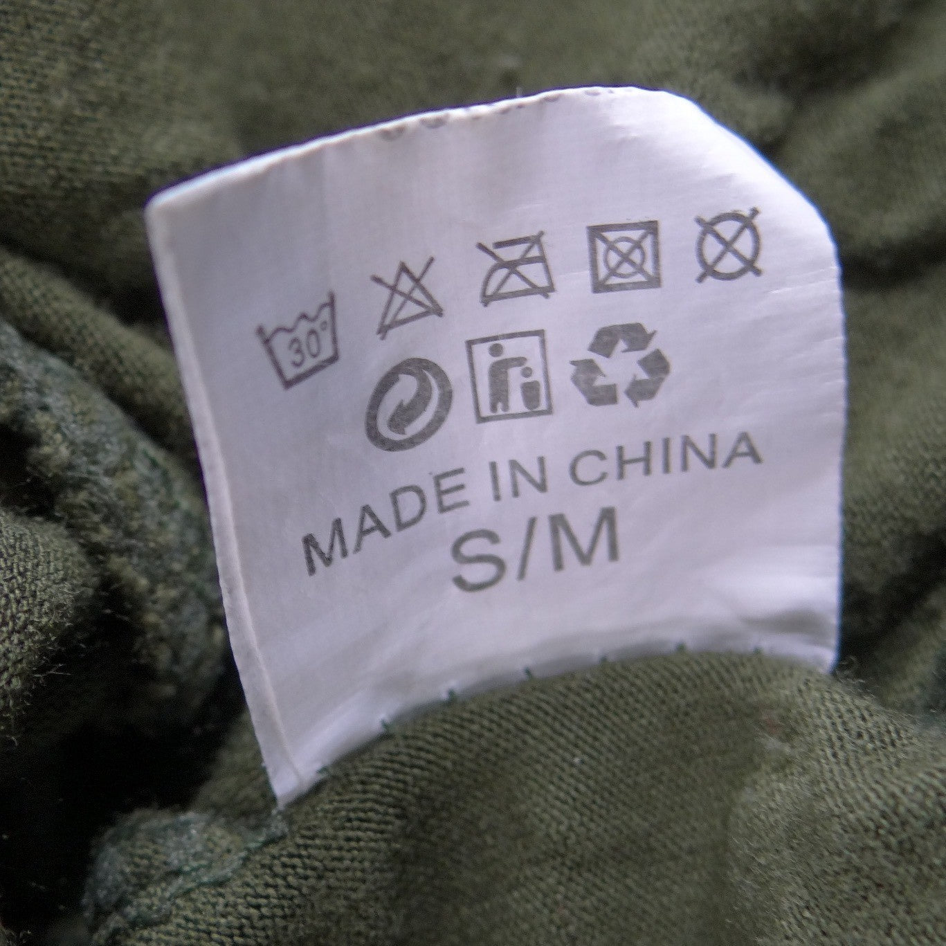 Double Auspicious Olive Green Cargo Joggers Elastic Waist Pants Mens S/M