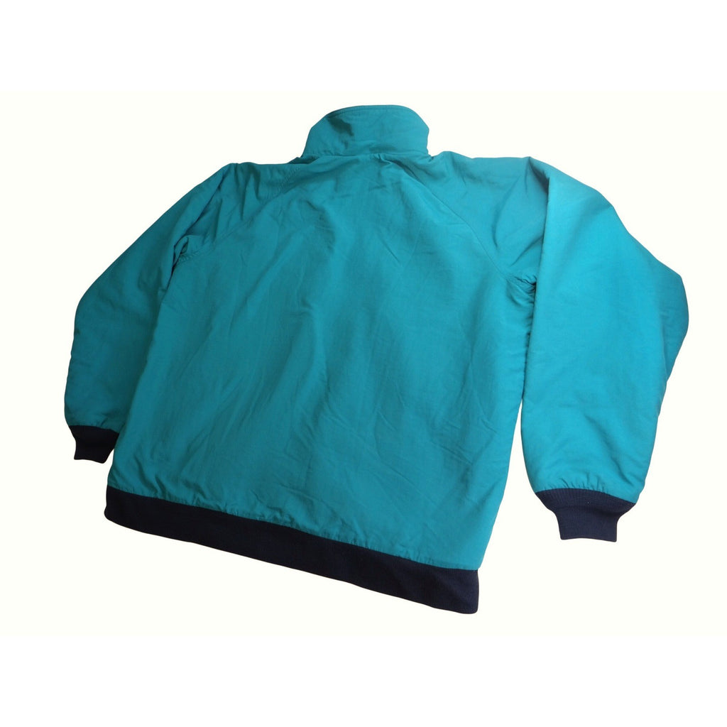 Vintage Lands End Teal Blue Fleece Lined Jacket Zip Up Collar L