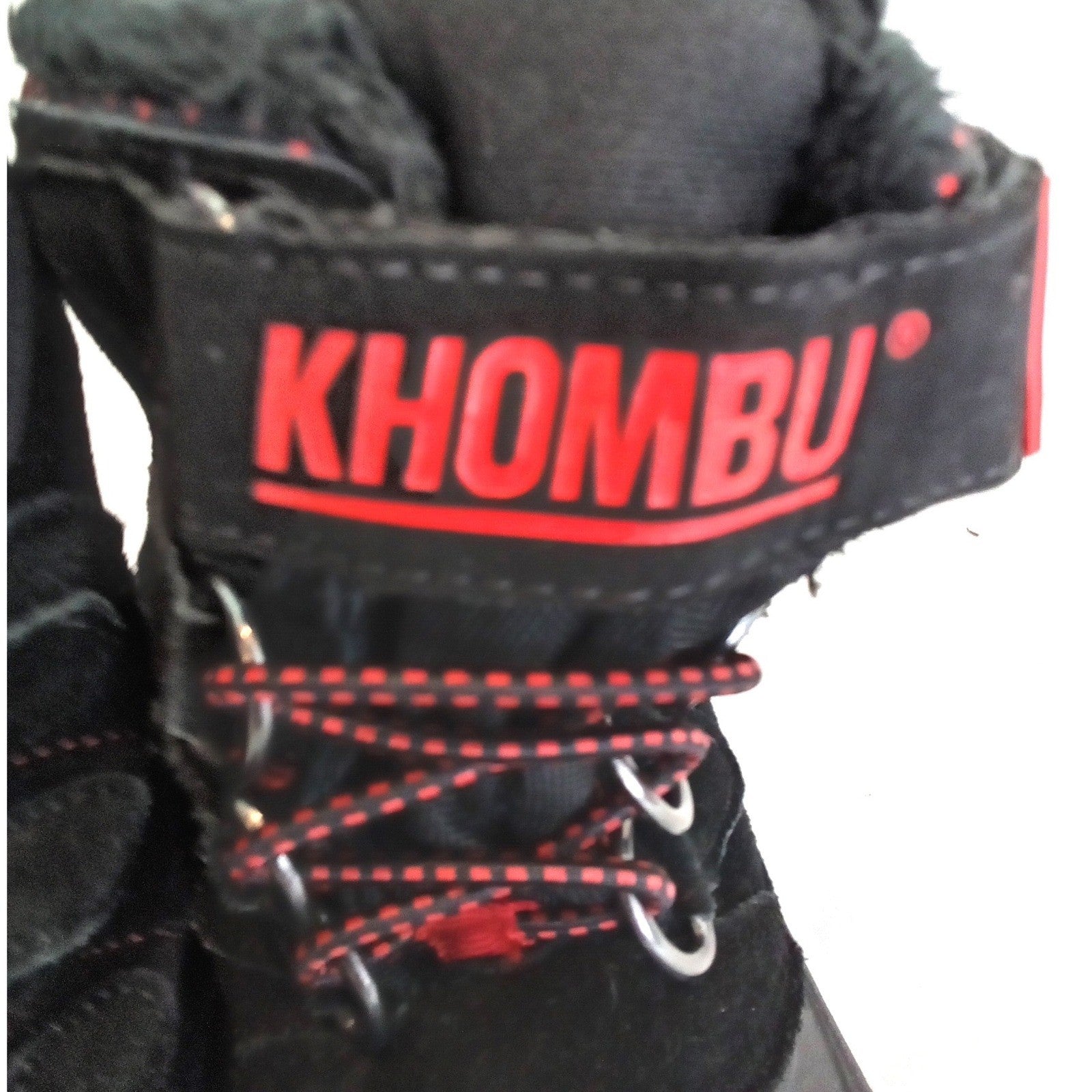 Khombu Hickory Kids Black Red Leather Faux Fur Lined Snow Boots Size 11M 801461