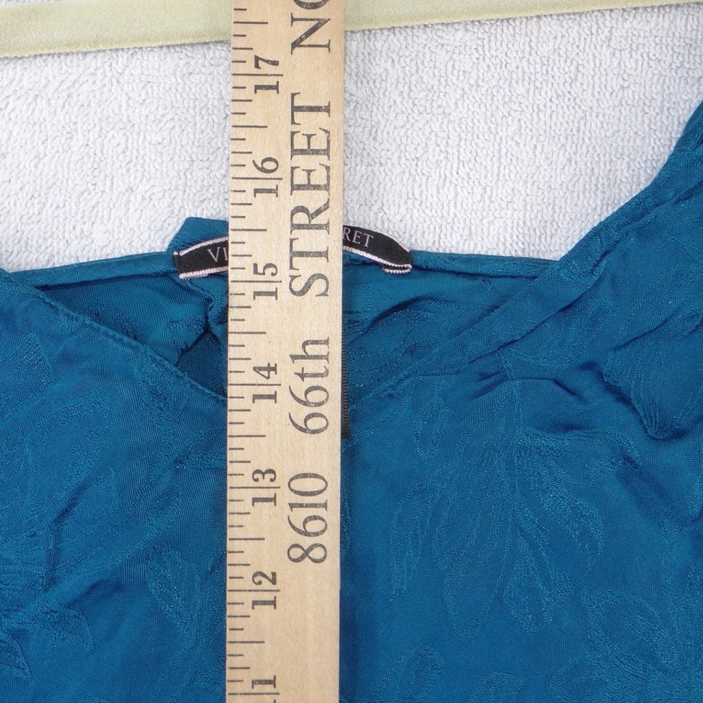 Victoria's Secret Teal Blue Floral Jacquard Camisole Top V-Neck Large