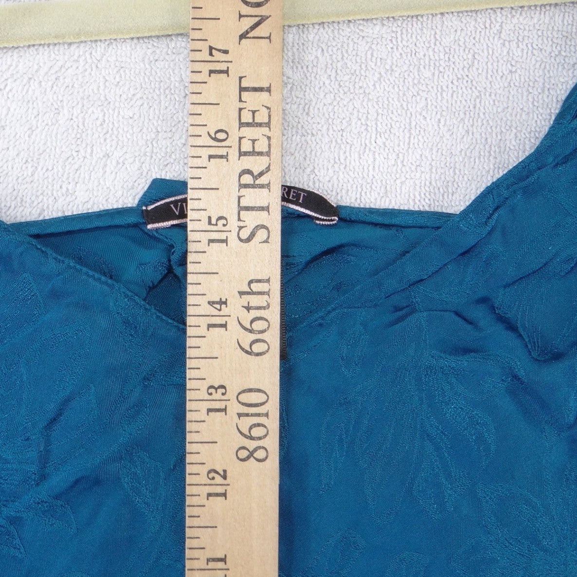 Victoria's Secret Teal Blue Floral Jacquard Camisole Top V-Neck Large