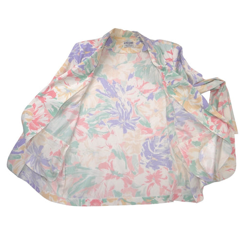 Alfred Dunner Vintage Floral Blazer Pastel Tropical Single Button Made in USA 12