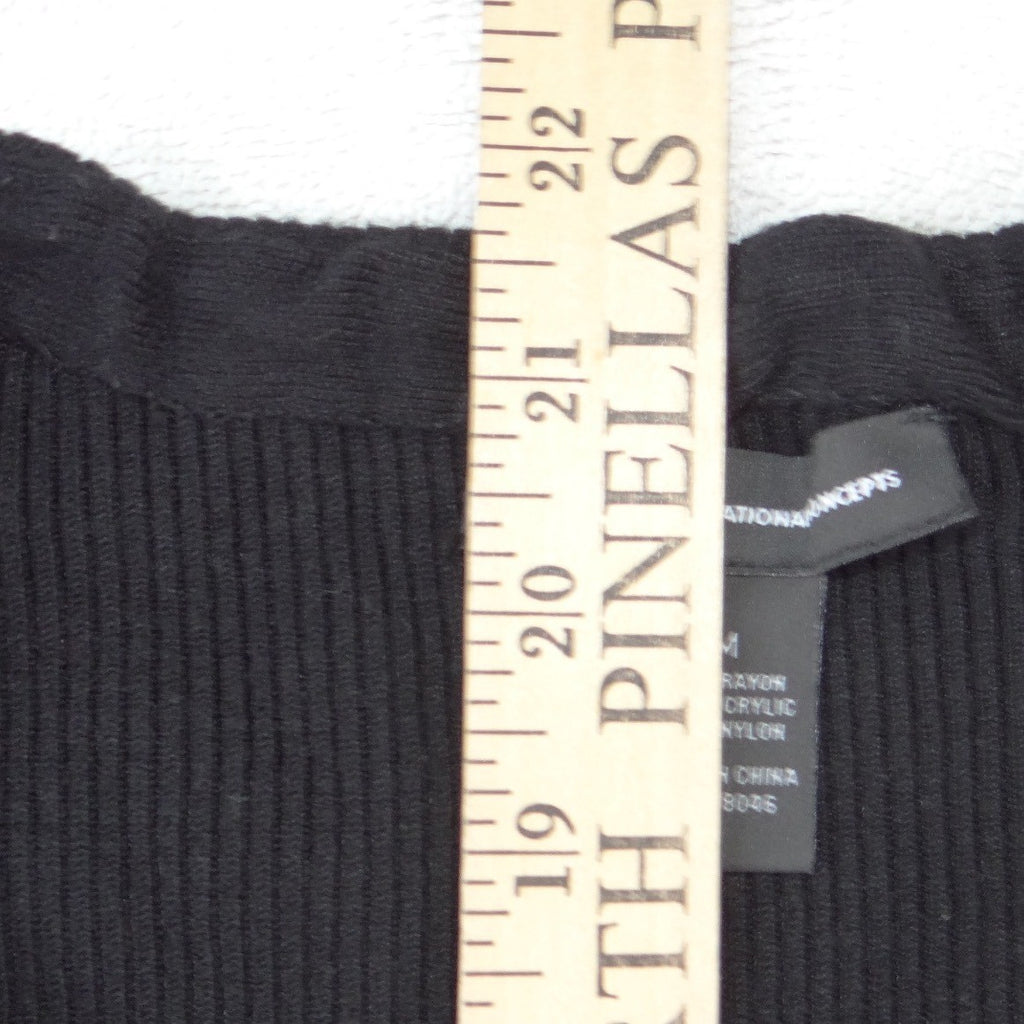 INC International Concepts Womens Black Ribbed Peplum Knit Scoop Neck Top M