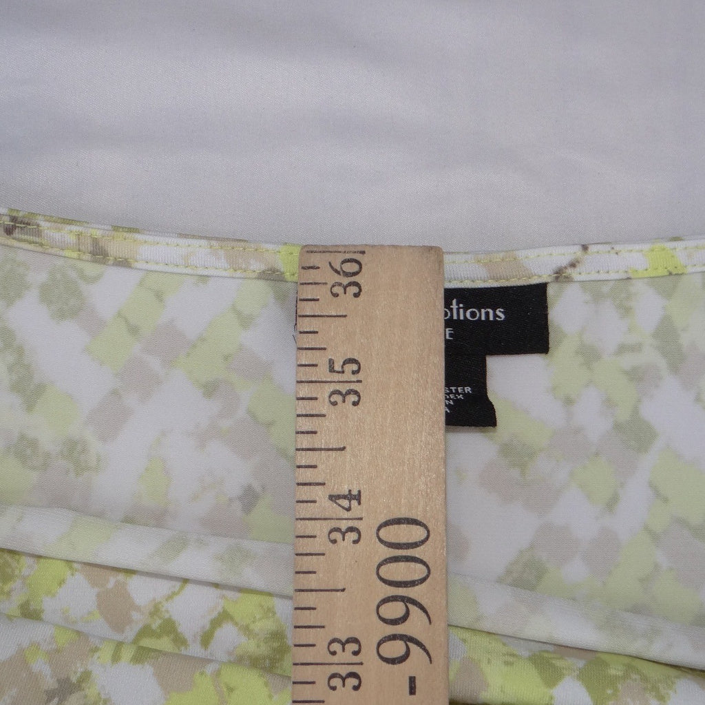 Nue Options Petite Cowl Neck Dress Sleeveless Lime Green Geometric Abstract PS