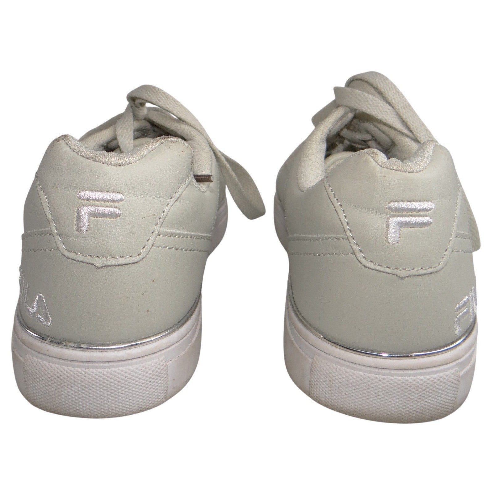 Fila Mens Low Top Sneakers Off-White Silver Metallic Trim Size 9 EE