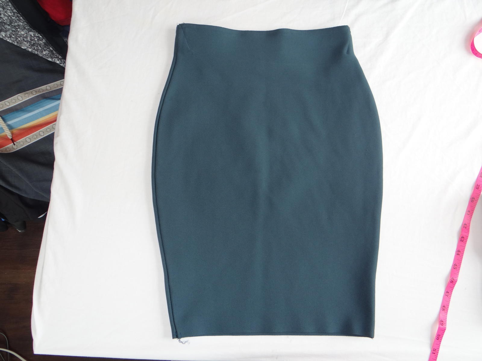Shinesdar Women's Teal Bodycon Midi Skirt-Forest Green